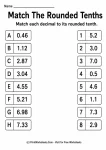 Grade 4 matching decimals to rounded tenths