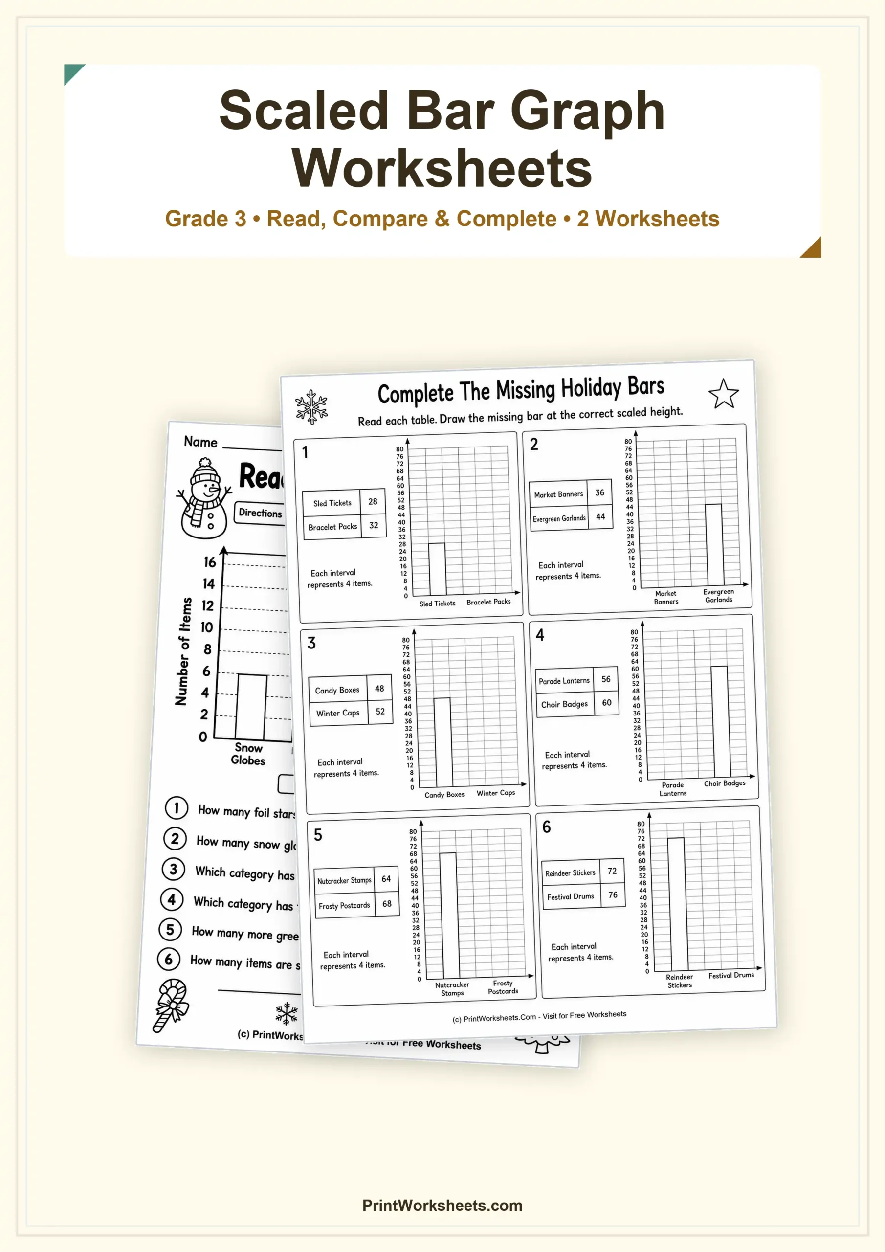 Data and Graphing Worksheet - Scaled Bar Graph Worksheets for Grade 3 | Free Printable