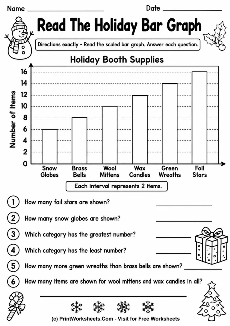 Read The Holiday Bar Graph printable worksheet