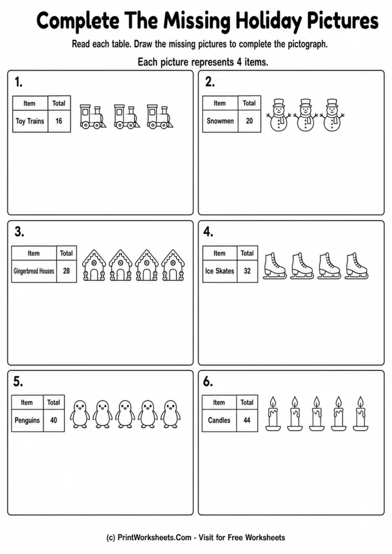 Complete The Missing Holiday Pictures Complete The Missing Holiday Pictures printable worksheet