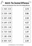 Grade 4 matching decimal subtraction differences