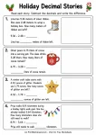 Holiday decimal subtraction word problems Grade 4