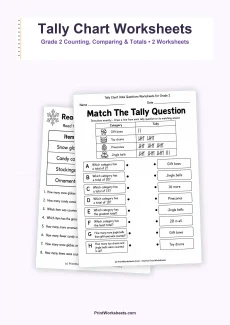 Data and Graphing Worksheet - Tally Chart Data Questions Worksheets for Grade 2 | Free Printable