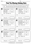 Find The Missing Holiday Data printable worksheet