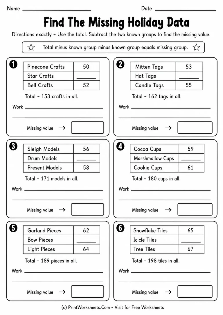 Find The Missing Holiday Data Find The Missing Holiday Data printable worksheet