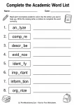Complete the Academic Word List printable worksheet