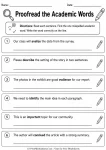 Proofread the Academic Words printable worksheet