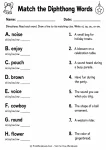 Match the Diphthong Words printable worksheet