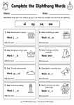 Complete the Diphthong Words printable worksheet