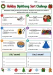 Holiday Diphthong Sort Challenge printable worksheet