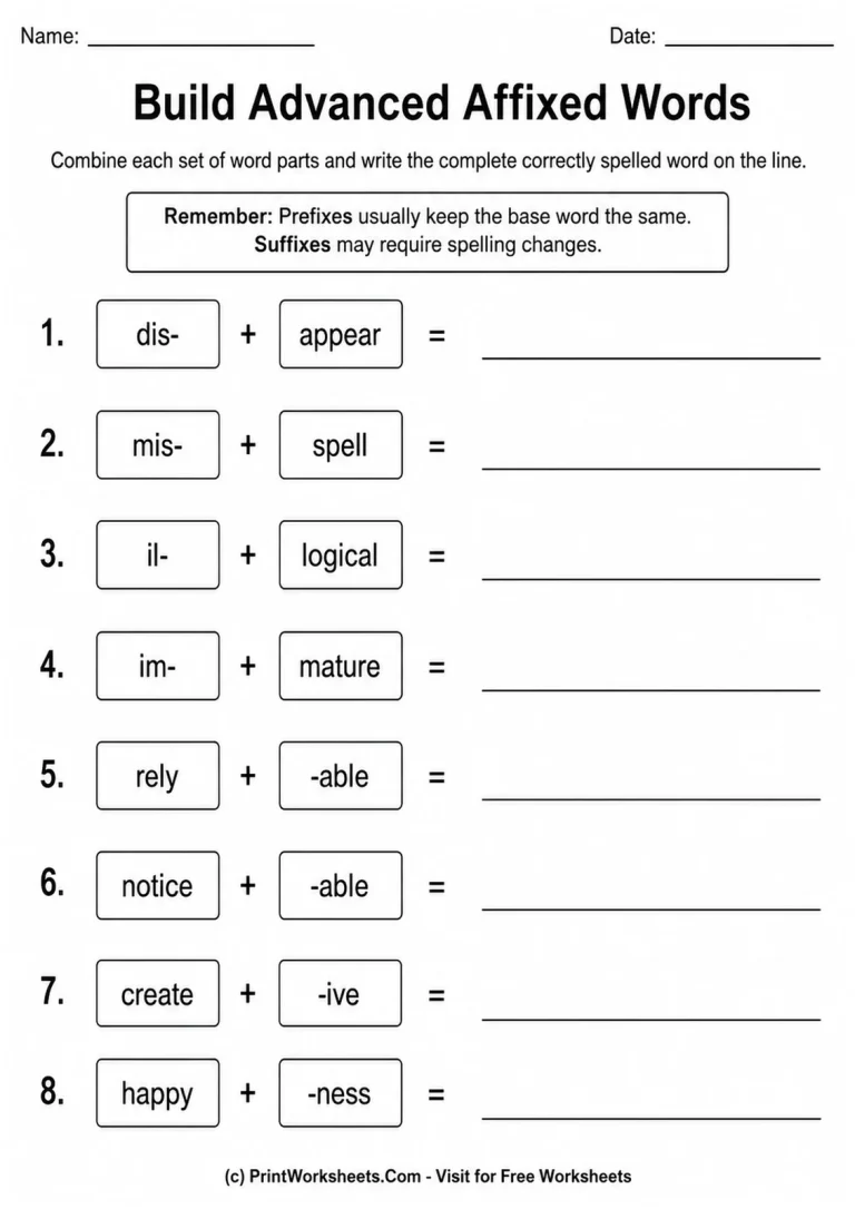 Sw Grade 2 Prefix Suffix Spelling Worksheets for Grade 5 | Free PDF