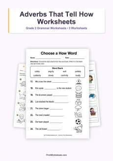 Grammar Worksheets Worksheet - Adverbs That Tell How Worksheets for Grade 2 – Free Printable PDF | Free Printable