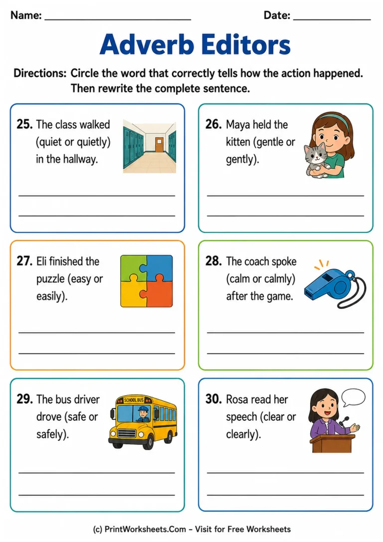 Adverb Editors Adverb Editors printable worksheet