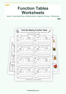 Algebraic Thinking Worksheets Worksheet - Function Tables Worksheets for Grade 5 – Free Printable PDF | Free Printable
