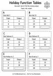 Holiday Function Tables printable worksheet