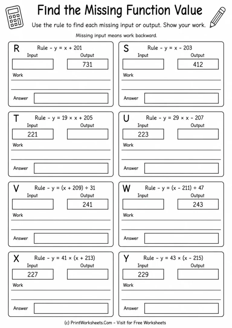 Find the Missing Function Value Find the Missing Function Value printable worksheet