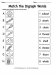 Match the Digraph Words printable worksheet