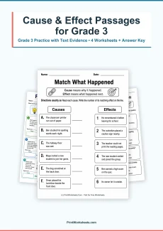 Reading Comprehension Worksheet - Cause and Effect Reading Passages for Grade 3 – Free Printable PDF | Free Printable