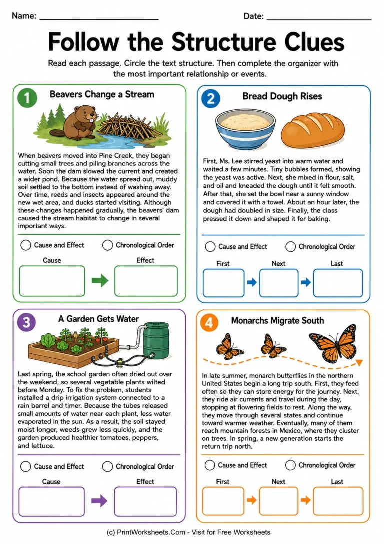 Follow the Structure Clues printable worksheet
