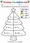 Christmas Tree Addition Code printable worksheet