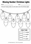 Missing Number Christmas Lights printable worksheet
