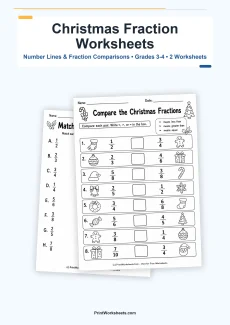 Christmas Worksheets Worksheet - Christmas Fraction Worksheets for Grades 3-4 – Free Printable PDF | Free Printable