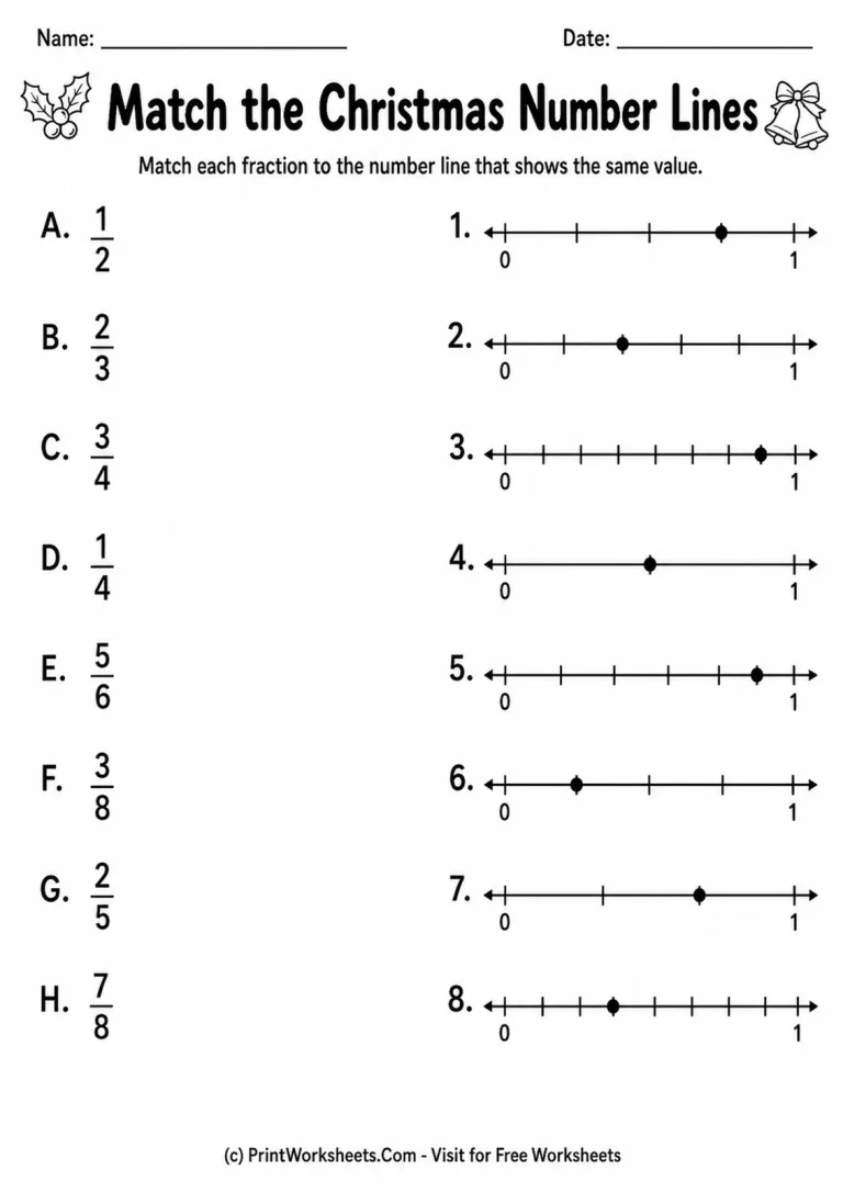 Match the Christmas Number Lines Match the Christmas Number Lines printable worksheet