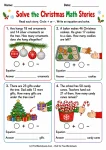 Solve the Christmas Math Stories printable worksheet