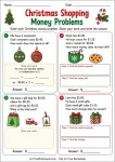 Christmas Shopping Money Problems printable worksheet