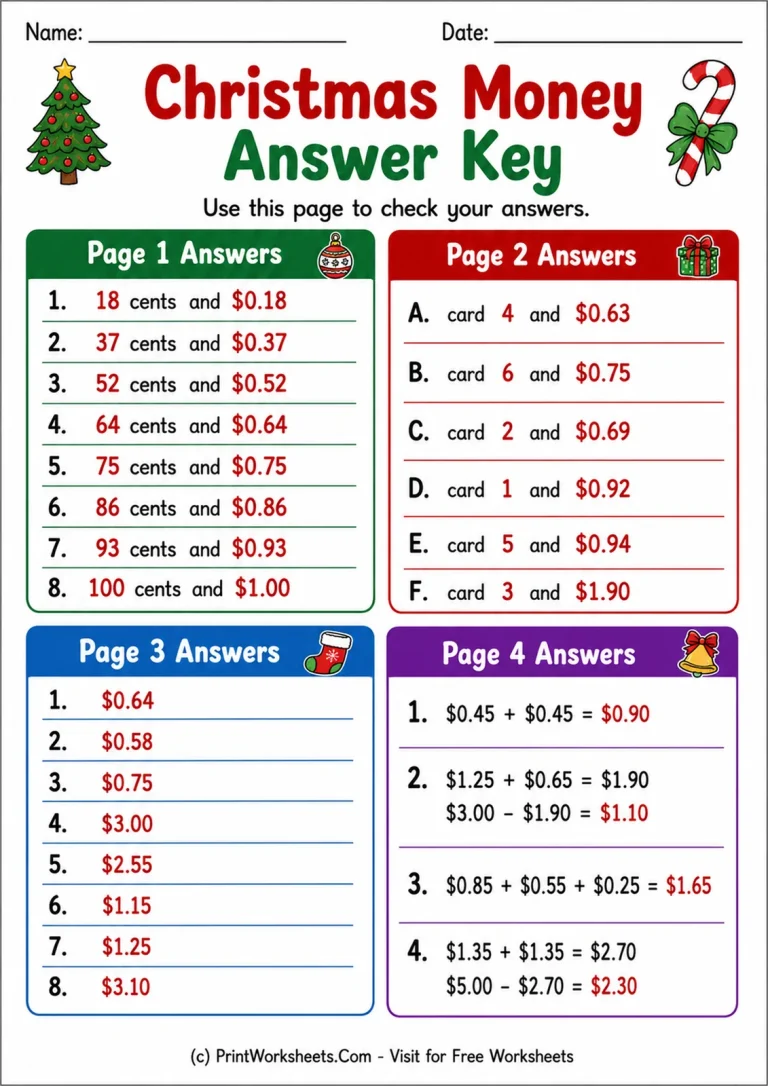 Christmas Money Answer Key Christmas Money Answer Key answer key