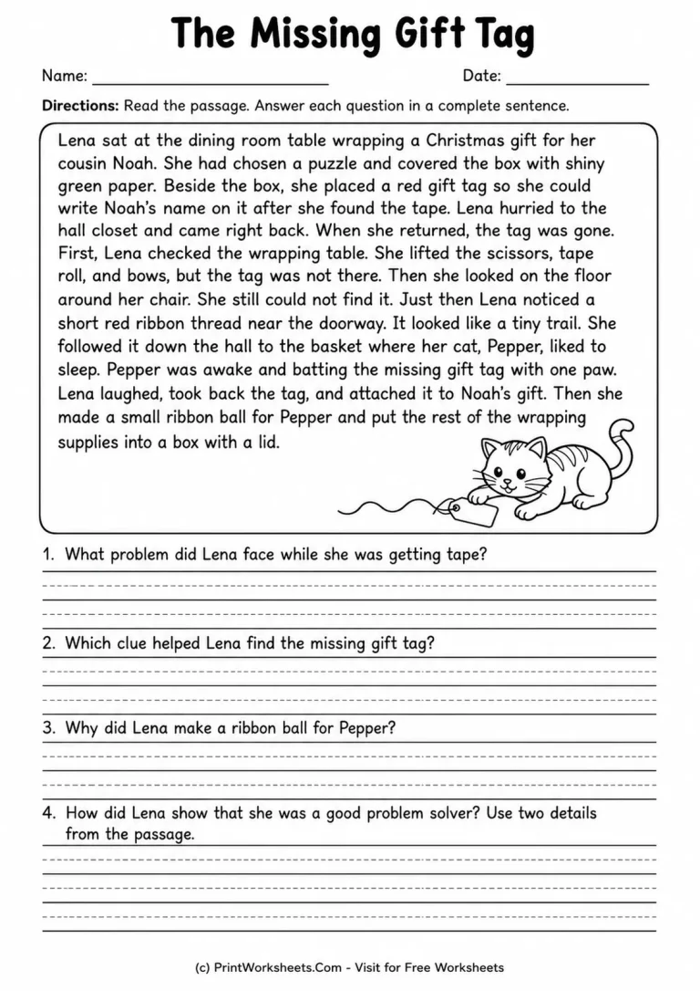 The Missing Gift Tag The Missing Gift Tag printable worksheet