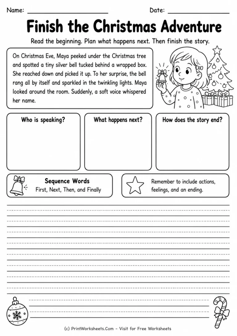 Finish the Christmas Adventure Finish the Christmas Adventure printable worksheet