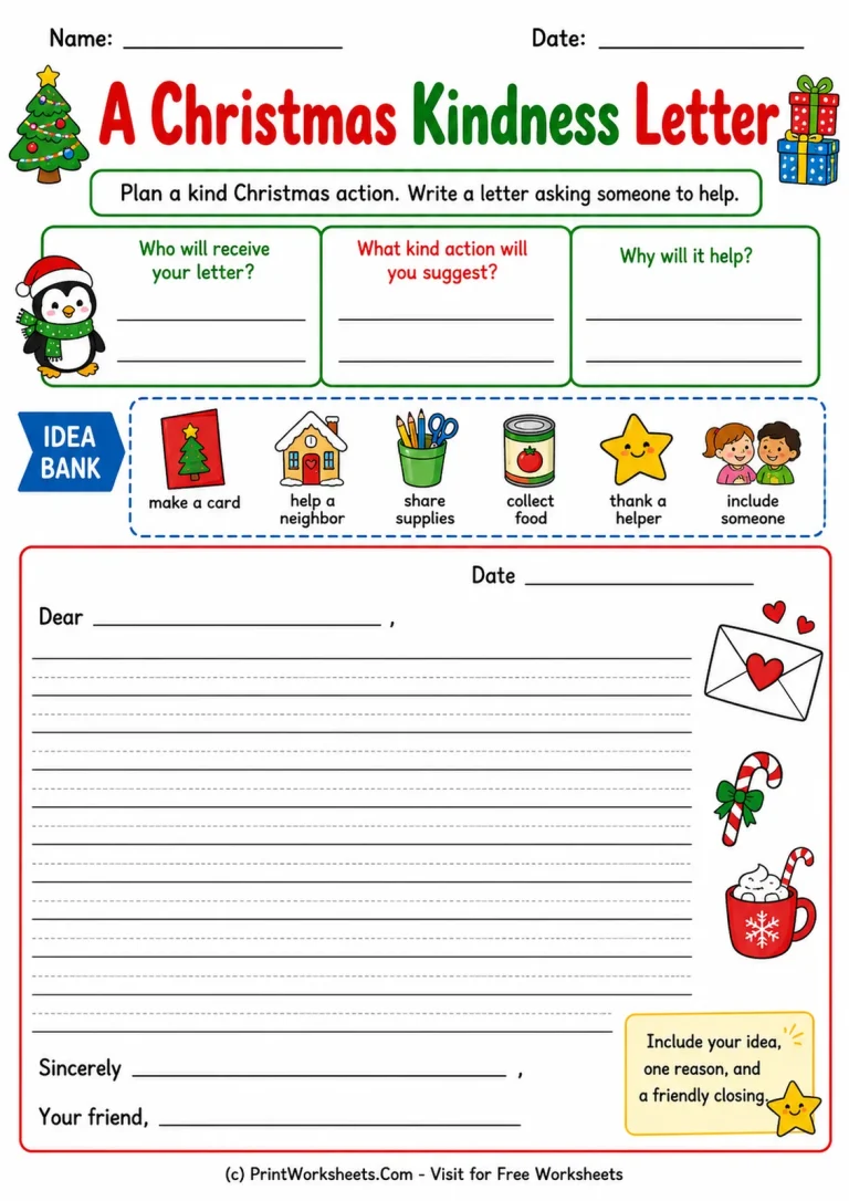 A Christmas Kindness Letter A Christmas Kindness Letter printable worksheet