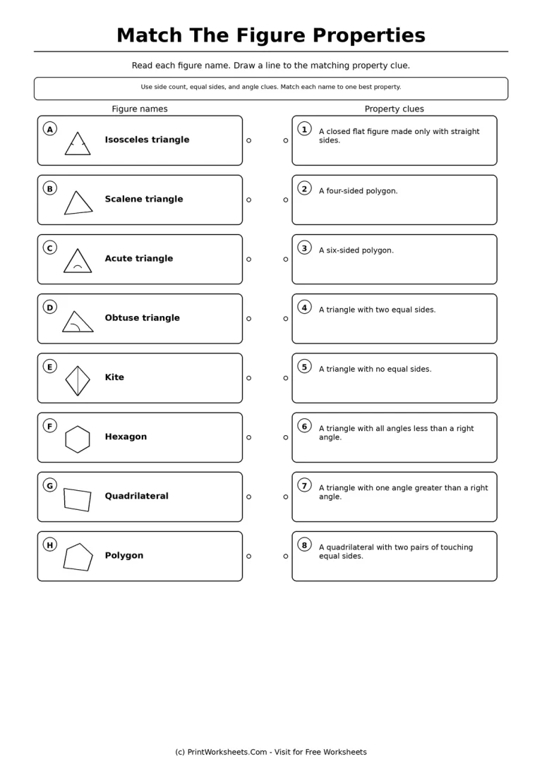 Match The Figure Properties Match The Figure Properties printable worksheet
