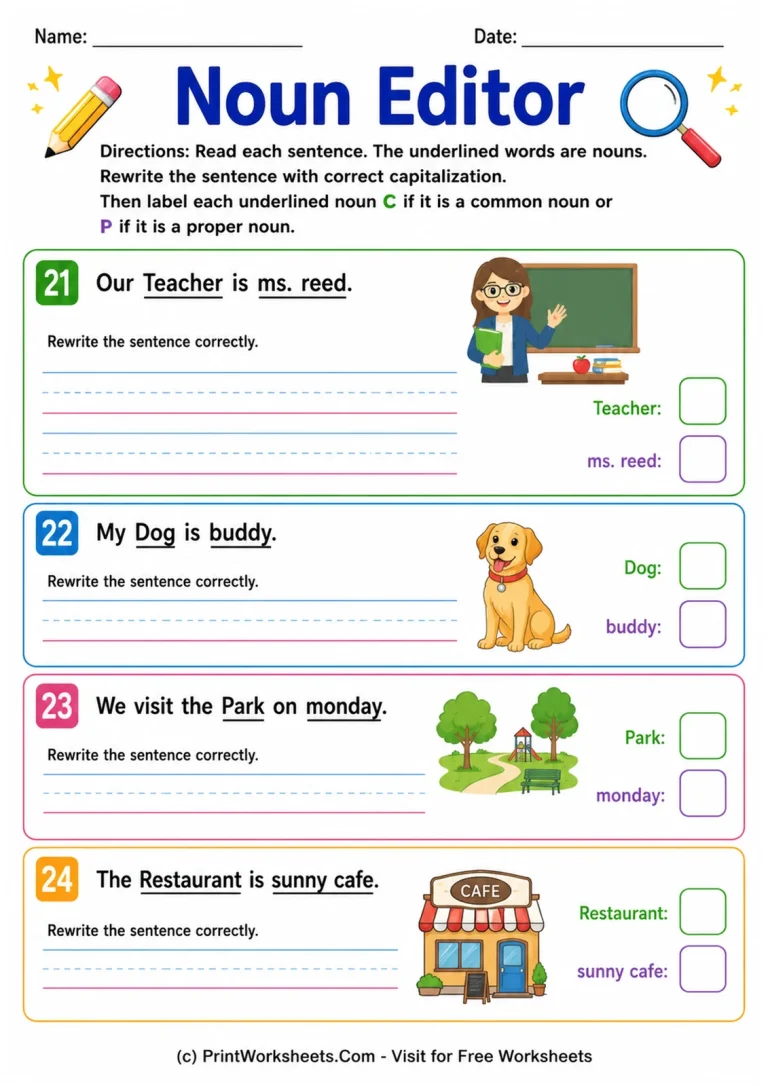 Noun Editor Noun Editor printable worksheet