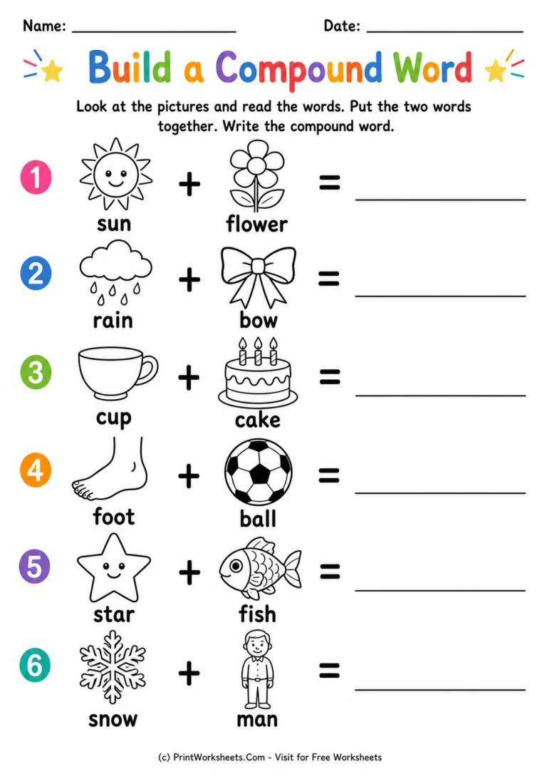 Build a Compound Word Build a Compound Word printable worksheet