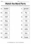 Match the Word Parts printable worksheet