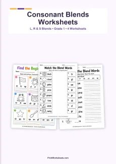 Phonics Worksheets Worksheet - Consonant Blends L, R, and S Worksheets for Grade 1 – Free Printable PDF | Free Printable