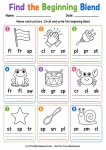 Find the Beginning Blend printable worksheet