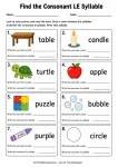 Find the Consonant LE Syllable printable worksheet