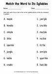 Match the Word to Its Syllables printable worksheet