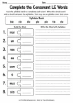 Complete the Consonant LE Words printable worksheet