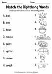 Match the Diphthong Words printable worksheet