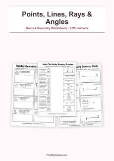 Geometry Worksheets Worksheet - Draw Points, Lines, Rays and Angles Worksheets for Grade 4 | Free Printable