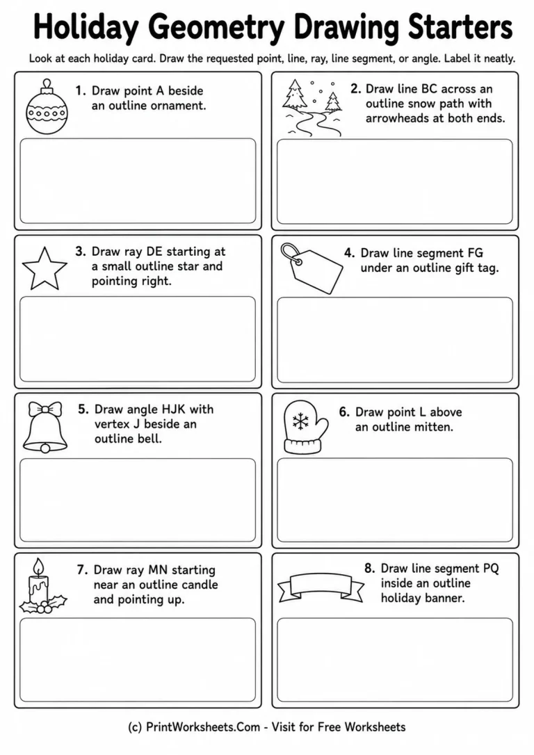 Holiday Geometry Drawing Starters Holiday Geometry Drawing Starters printable worksheet
