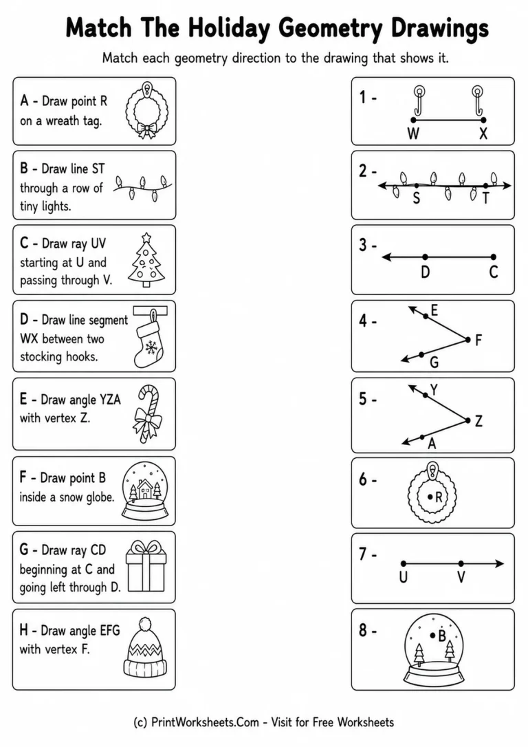 Match The Holiday Geometry Drawings Match The Holiday Geometry Drawings printable worksheet