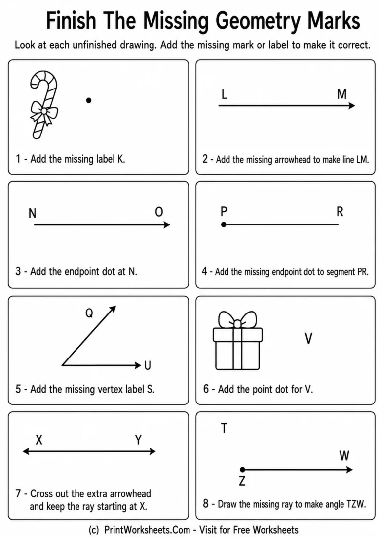 Finish The Missing Geometry Marks Finish The Missing Geometry Marks printable worksheet