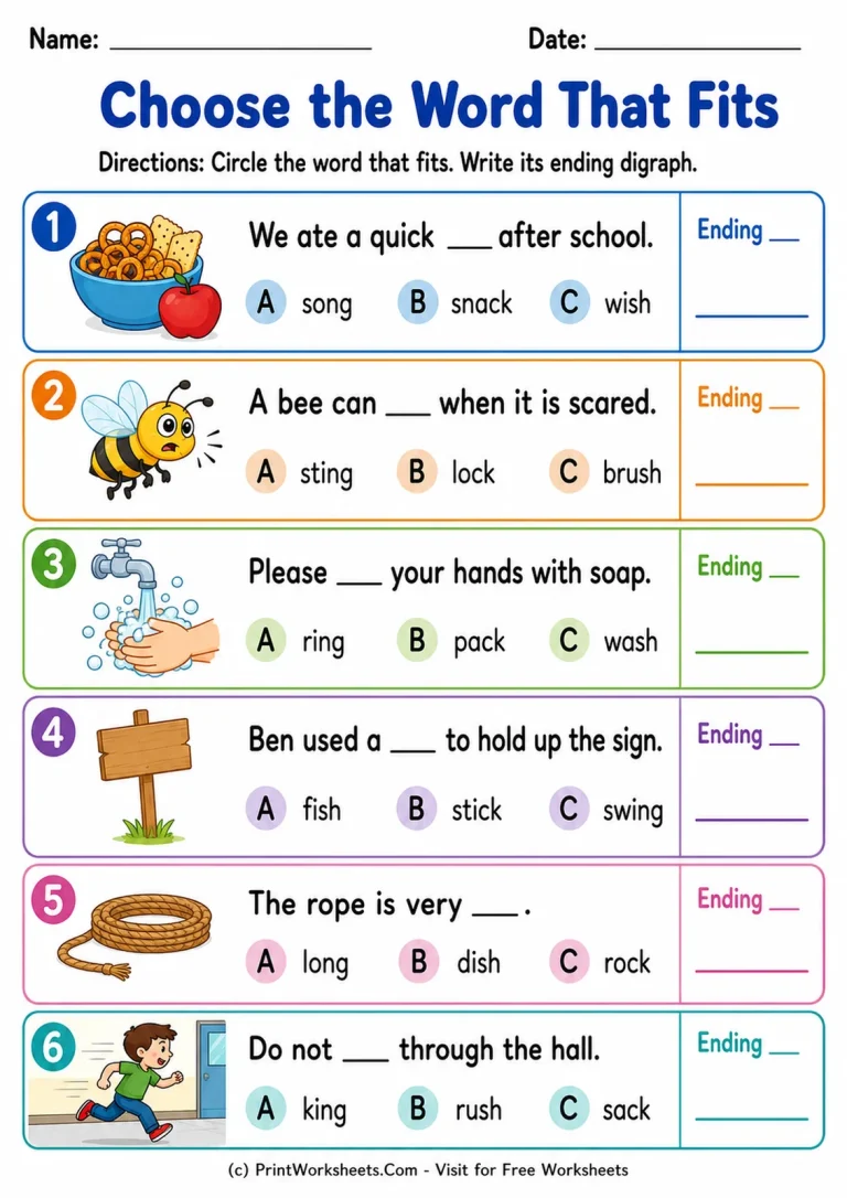 Choose the Word That Fits Choose the Word That Fits printable worksheet