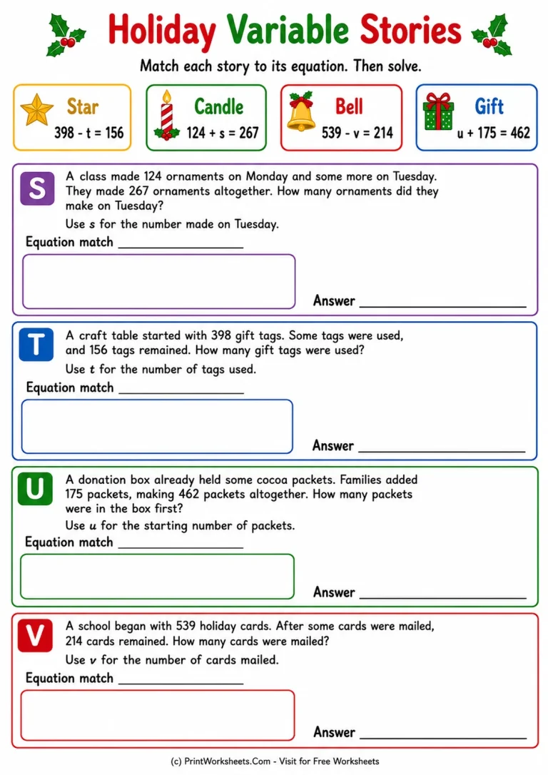 Holiday Variable Stories Holiday Variable Stories printable worksheet