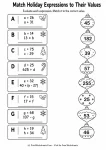 Match Holiday Expressions to Their Values printable worksheet